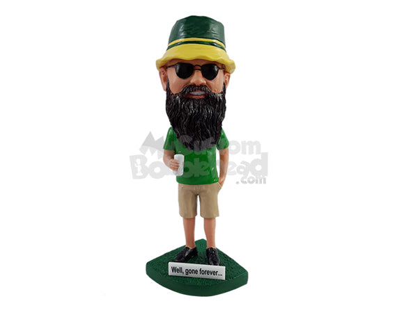 Sports fan ready to watch his favorite team's game, beer in hand Personalized Bobblehead Sports fan ready to watch his favorite team's game, beer in hand Personalized Bobblehead